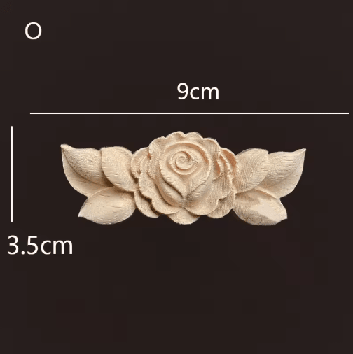 Vintage Rose Wood Carving Appliques Decorative Furniture Onlays Set