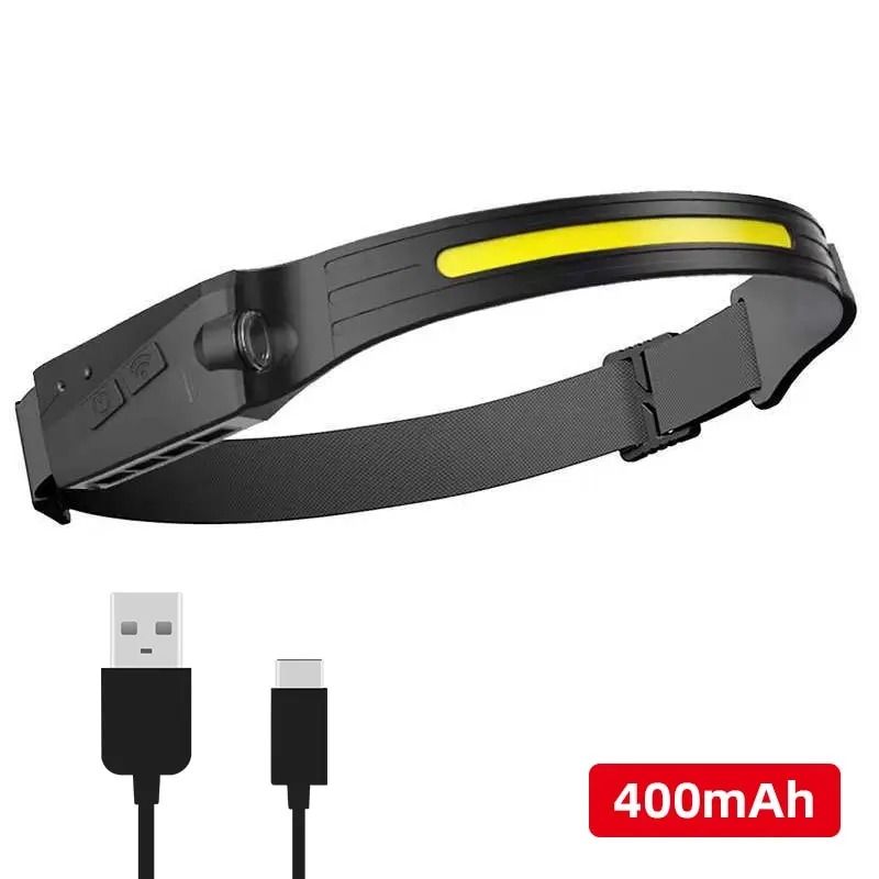 Rechargeable LED Headlamp Motion Sensor COB Headlight Hands Free Flashlight