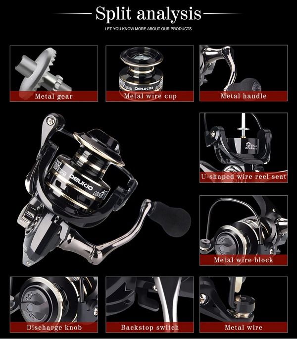 Premium Metal Spinning Fishing Reel, Freshwater Saltwater, Left Right Hand Reel, Smooth Action & Durability