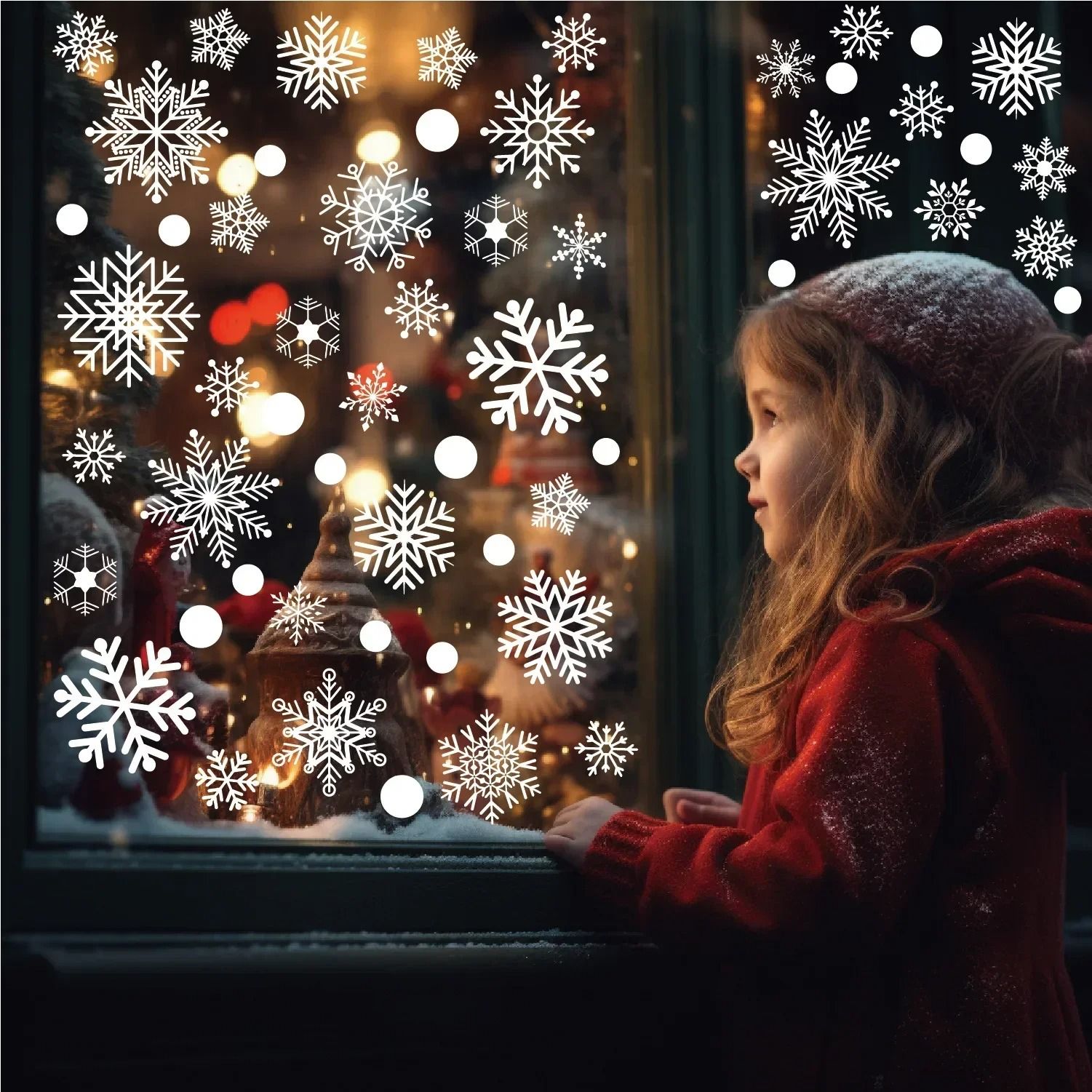 2026 Winter Wonderland Snowflake Window Decals | White Christmas Wall Sticker Set