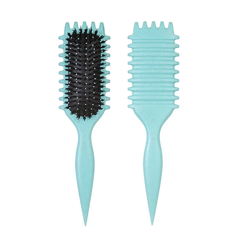 Curly Hair Detangling Brush, Scalp Massage Comb with Cleaning Claw and Natural Bristles Styling Tool