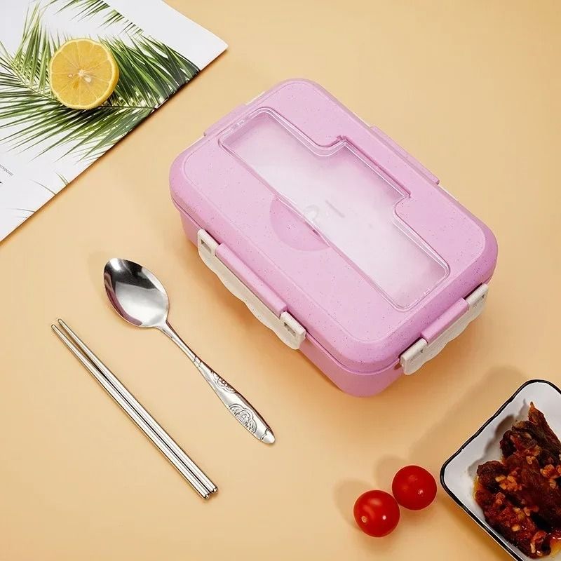 Professional 37 oz Microwavable Bento Lunch Box with Utensils