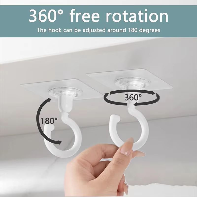 No-Drill Rotating Ceiling Hooks 3-Pack Adhesive Wall and Door Hangers