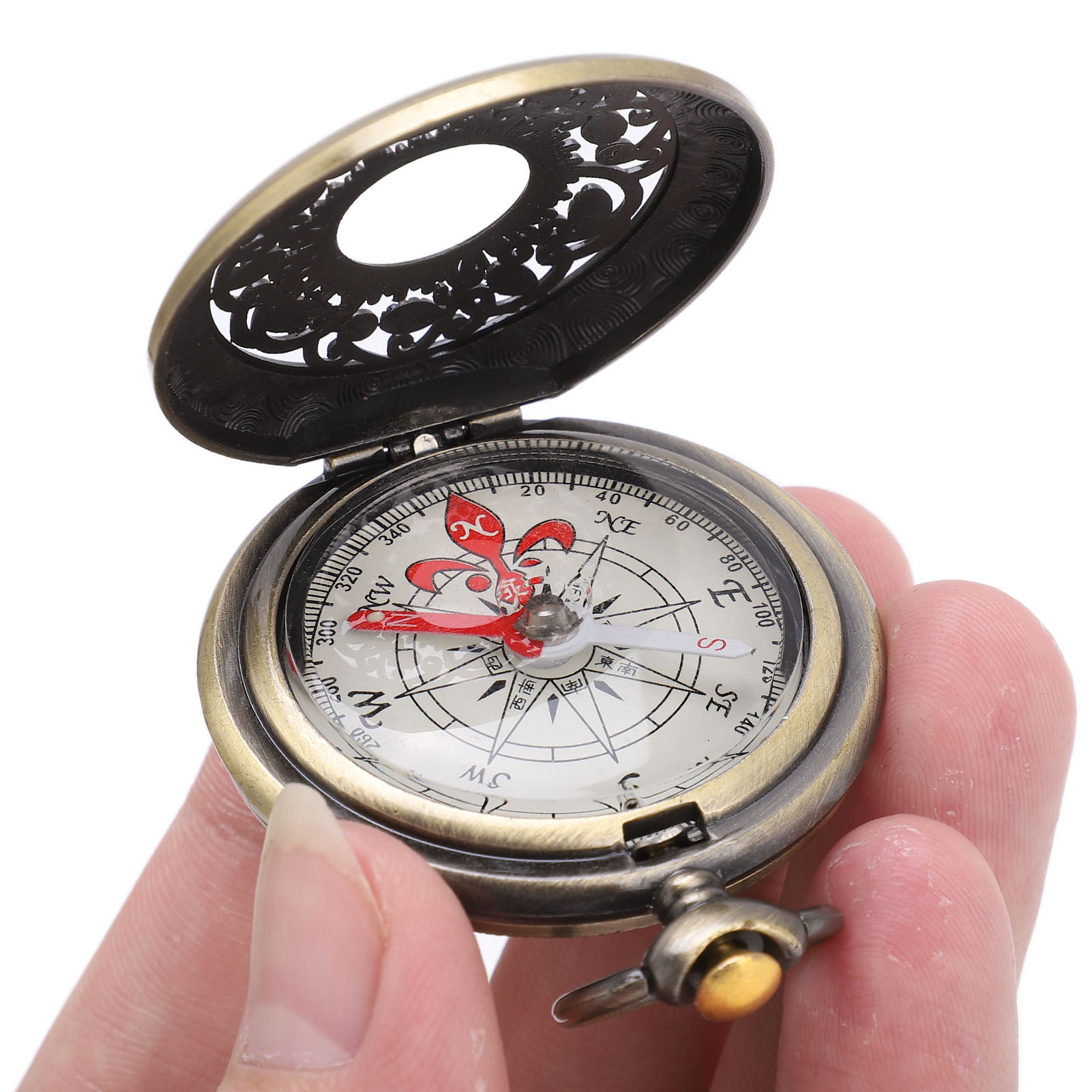 Retro Brass Compass Waterproof Hiking Navigation Pocket Tool
