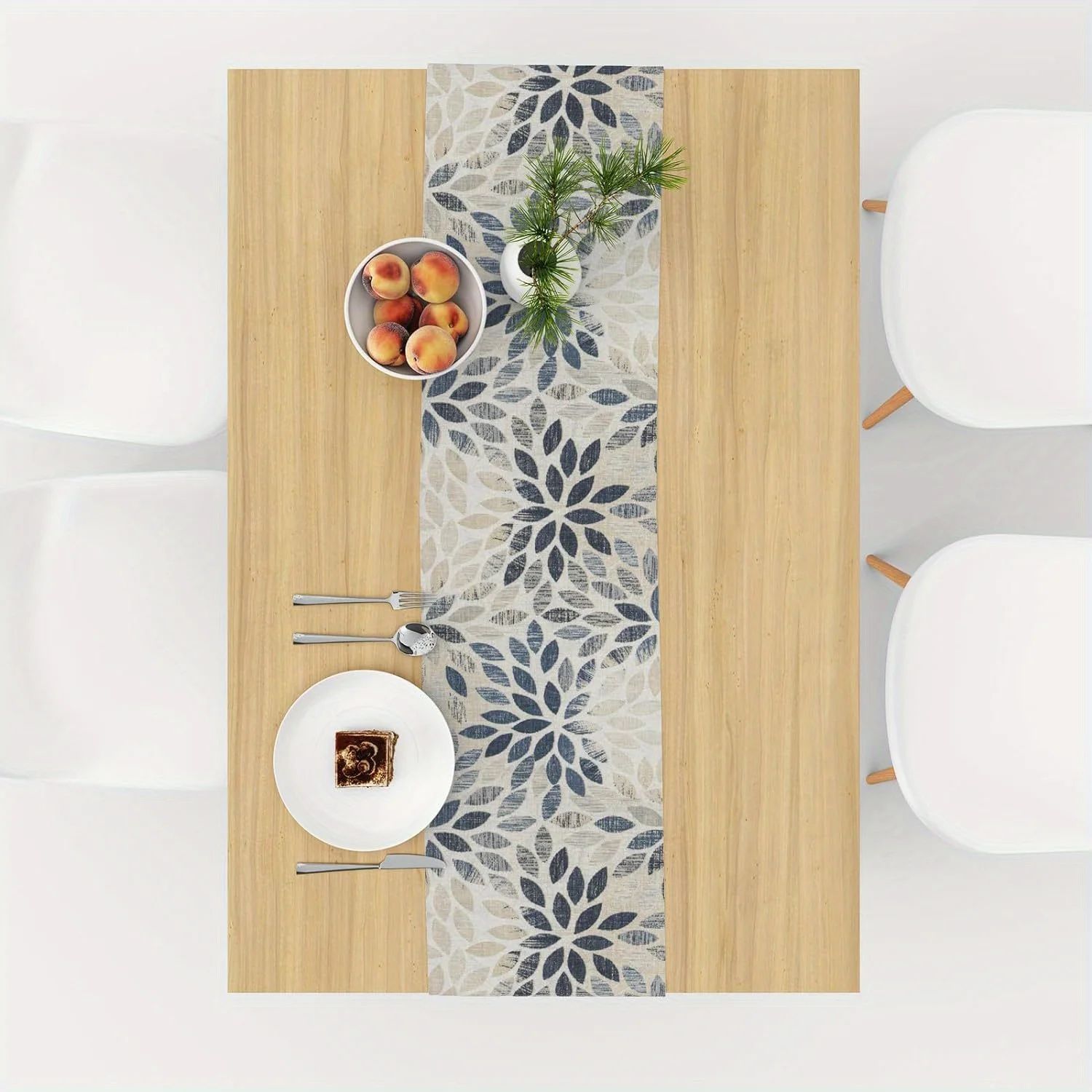 Elegant Floral Linen Table Runner