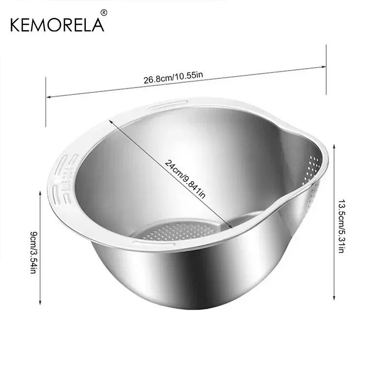 Stainless Steel Rice Washer Strainer Bowl 304 Kitchen Colander