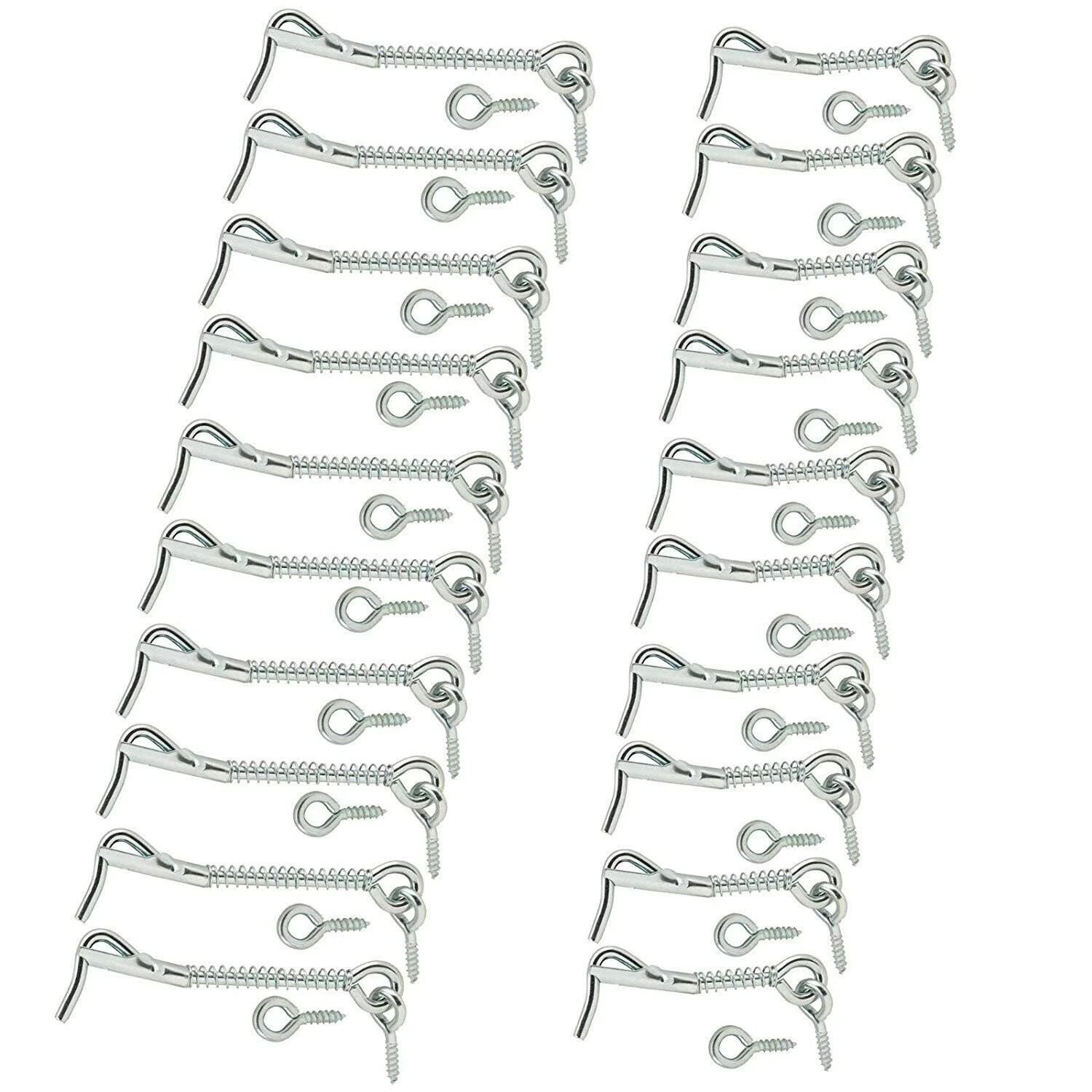 Heavy Duty Gate Hook and Eye Latch Set with Spring Lock for Barn Doors and Outdoor Gates