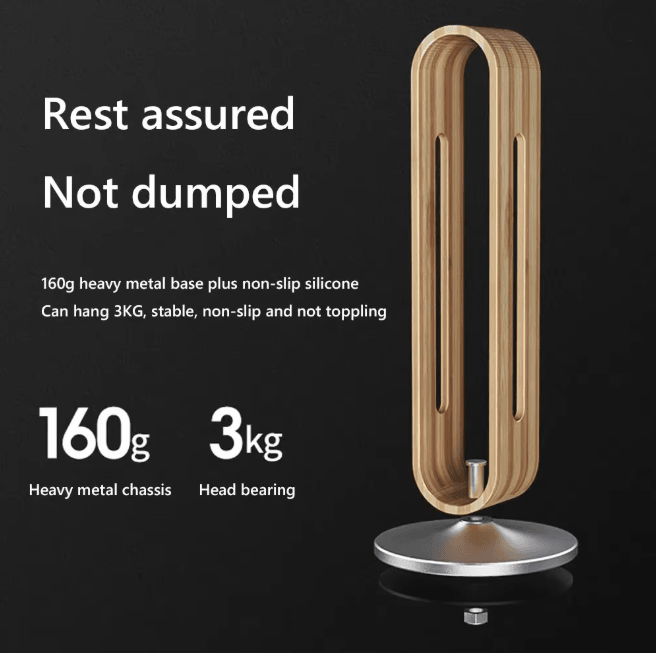 Bamboo Wood Aluminum Headphone Stand Gaming Headset Display Holder