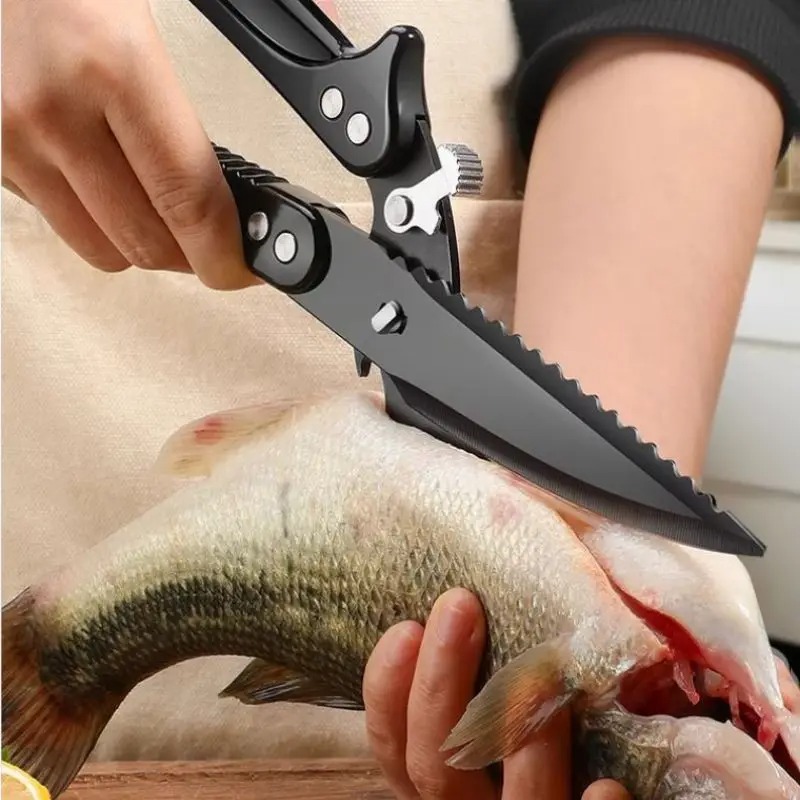 Black Titanium Poultry Shears Heavy Duty Stainless Steel Kitchen Scissors