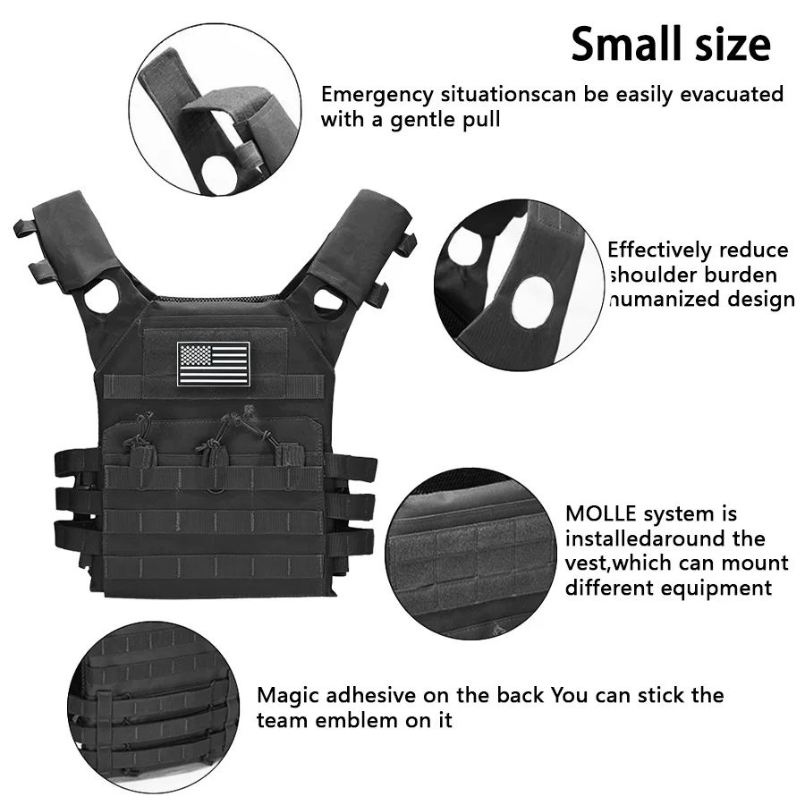 MOLLE Tactical Training JPC Vest – Lightweight Multifunctional Outdoor Vest with US Flag Patch