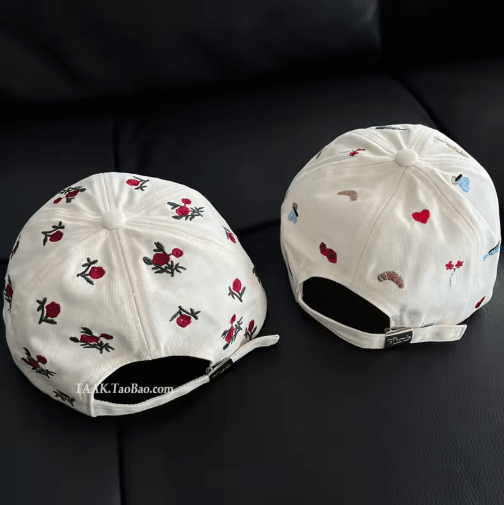 Y2K Rose Embroidered Baseball Cap – Casual Summer Sun Hat