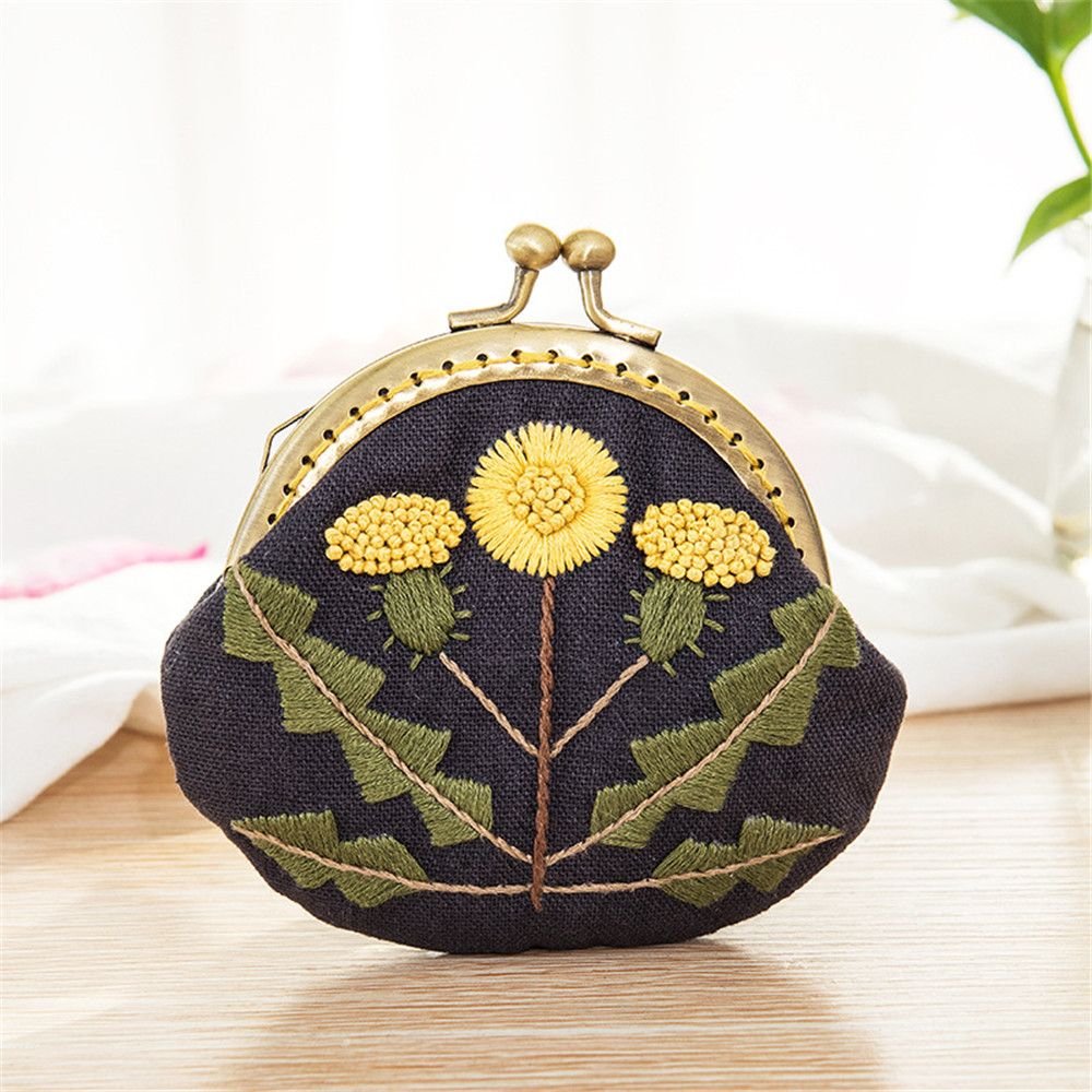 Flowers Bird Embroidered Coin Purse Wallet, Mobile Phone Bags Kit, Handmade DIY Clutch Bag