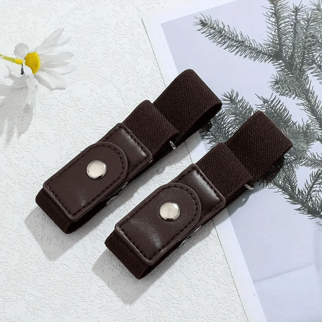 Unisex No Buckle Elastic Stretch Belt Set Adjustable Invisible Fit