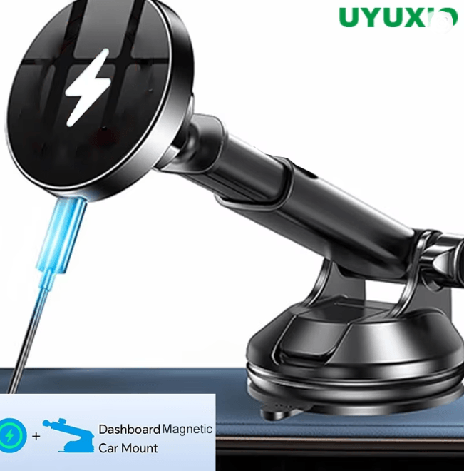 Magnetic Wireless Car Charger 15W Dashboard Phone Holder Mount