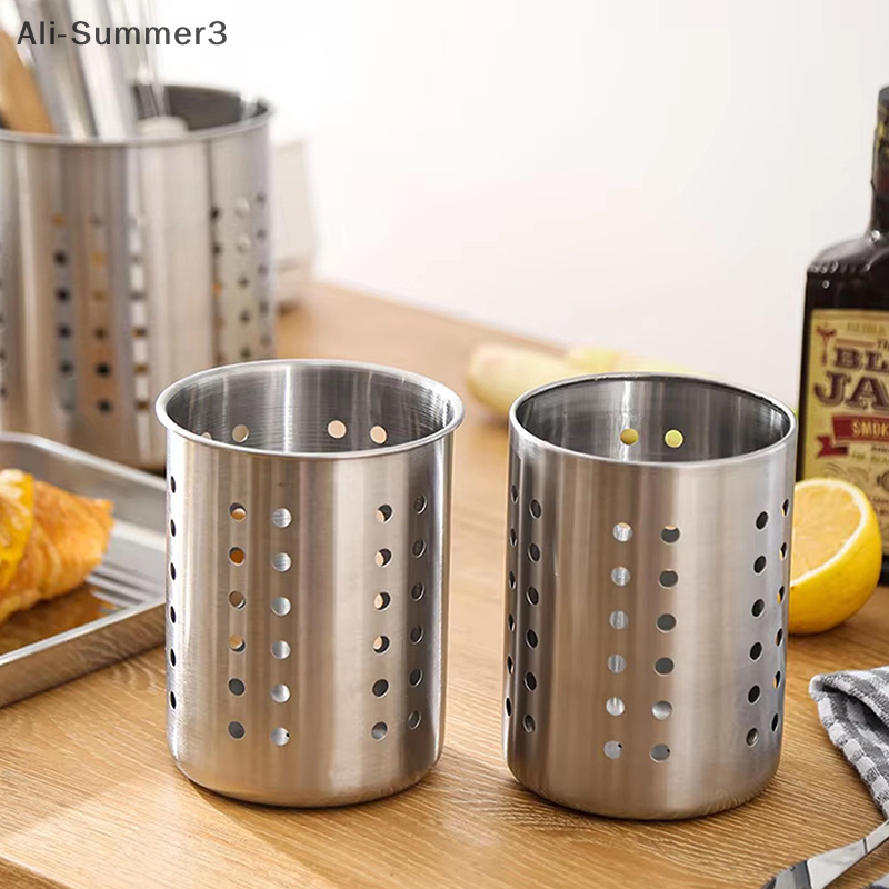 Kitchen Storage Basket, Stainless Steel Cutlery Organizer, Spoon Fork Holder
