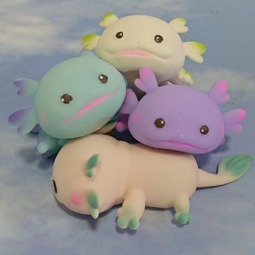 Cute Axolotl Squishy Stress Relief Toy Slow Rising Fidget Squeeze Ball