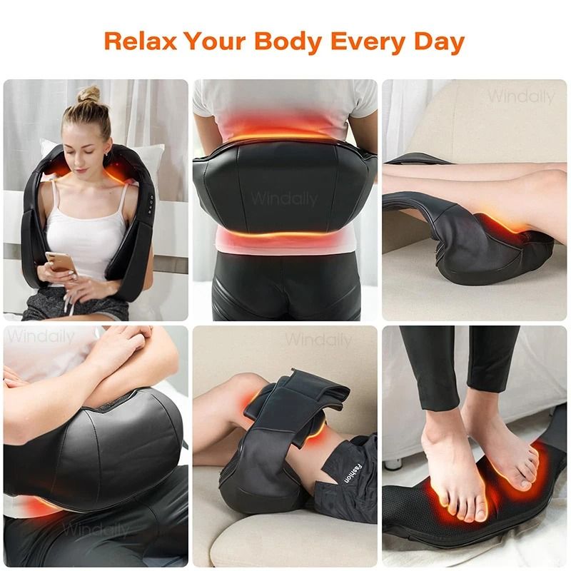 4D Shiatsu Neck and Shoulder Massager Kneading Massage Pillow with Heat