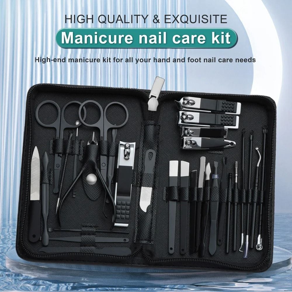 30 in 1 Stainless Steel Manicure Kit with Travel Case