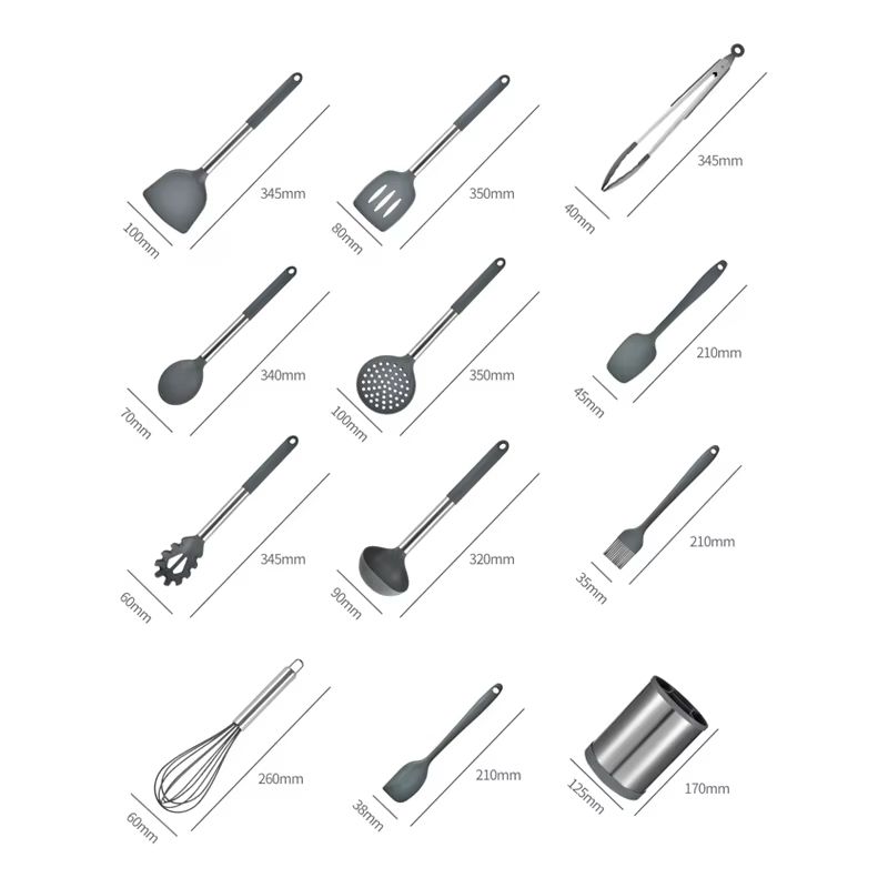 12-Piece 360° Rotating Base Silicone Kitchen Utensil Set Heat-Resistant Non-Toxic Cooking and Baking Tools