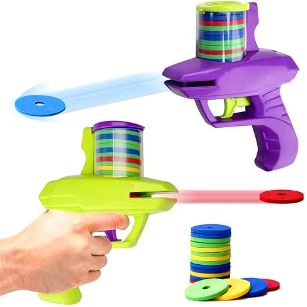 Flying Disc Foam Gun Toy for Kids, Outdoor Parent-child Interactive Launcher Toy