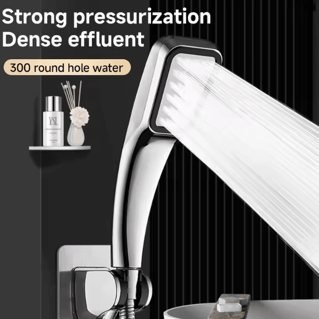 300-Hole Pressurized Handheld Shower Head – High-Pressure Water Saving Rainfall Spray Bathroom Upgrade