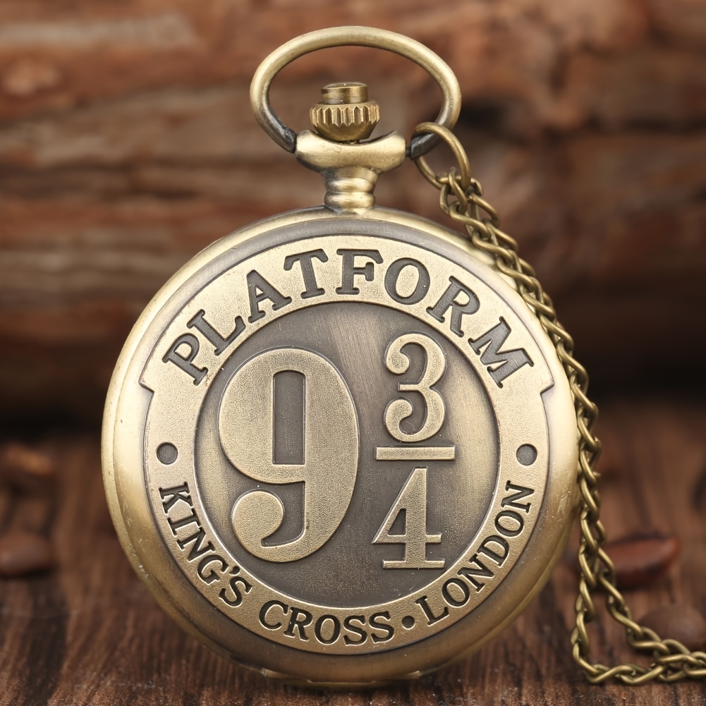 Large Quartz Pocket Watch, Trendy Bronze Retro Flip Watch