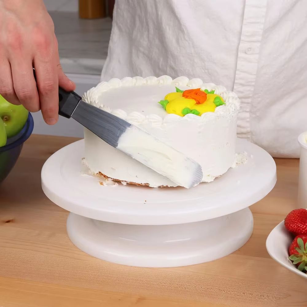 Cake Turntable Set with 2 Frosting Spatulas and 3 Icing Smoothers Baking Kit for Cakes