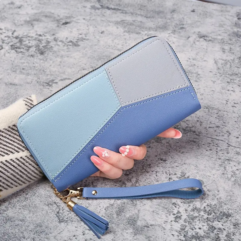 Elegant Womens Long Wallet Zipper Leather Card Holder with Large Capacity
