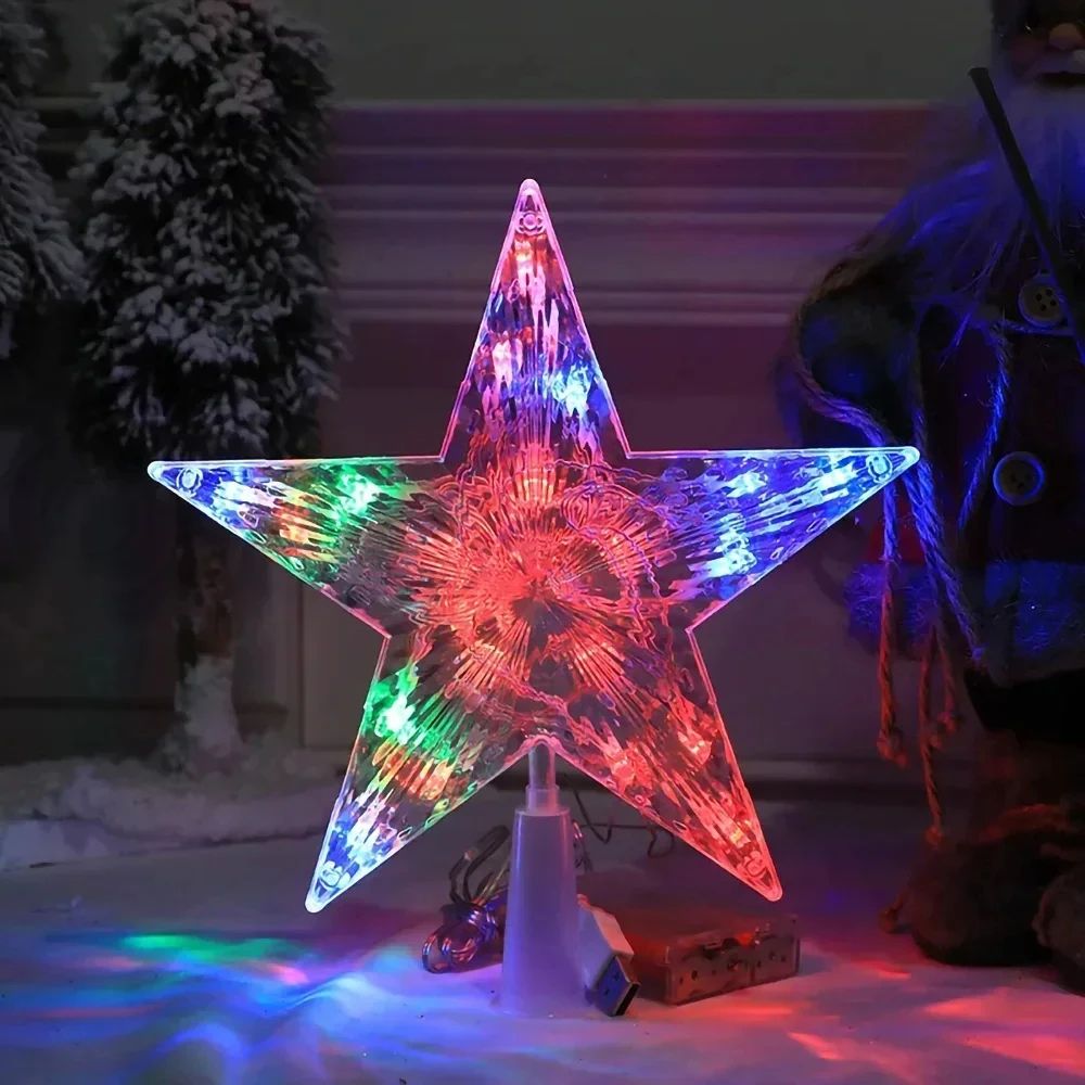 Glowing Glitter Star Christmas Tree Topper Ornament