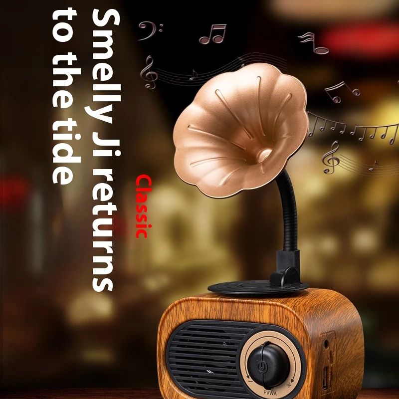 Retro Wooden Bluetooth Speaker with FM & TF Playback