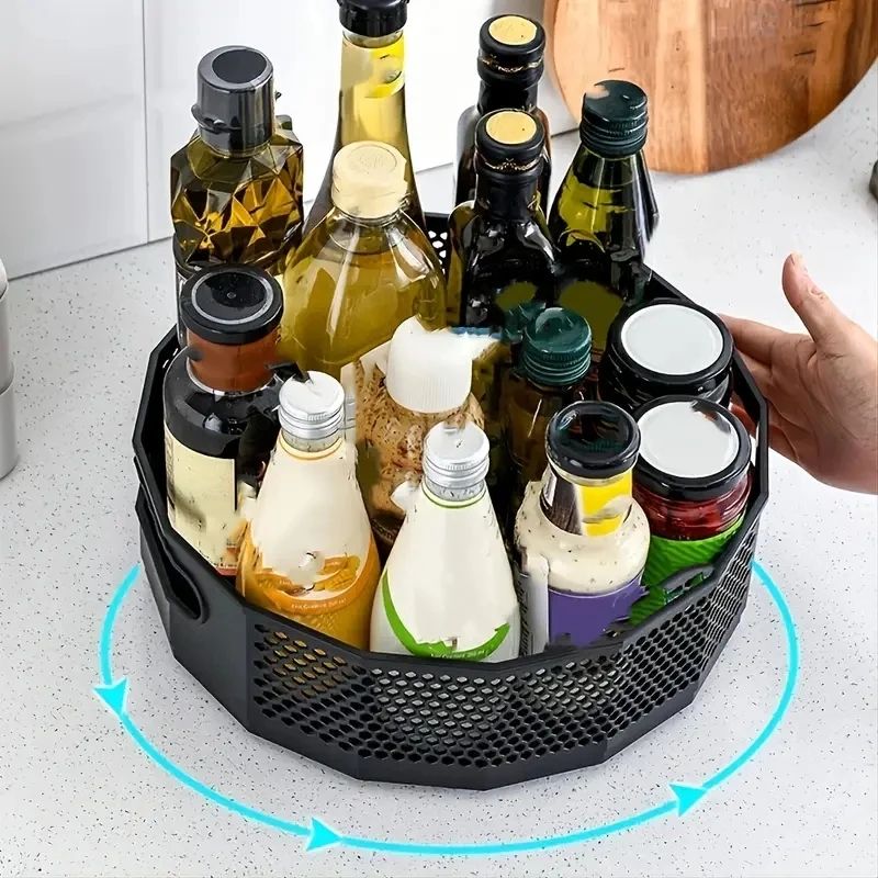360° Rotating Storage Rack Organizer – Multi-Purpose Lazy Susan for Kitchen, Bathroom & Countertop