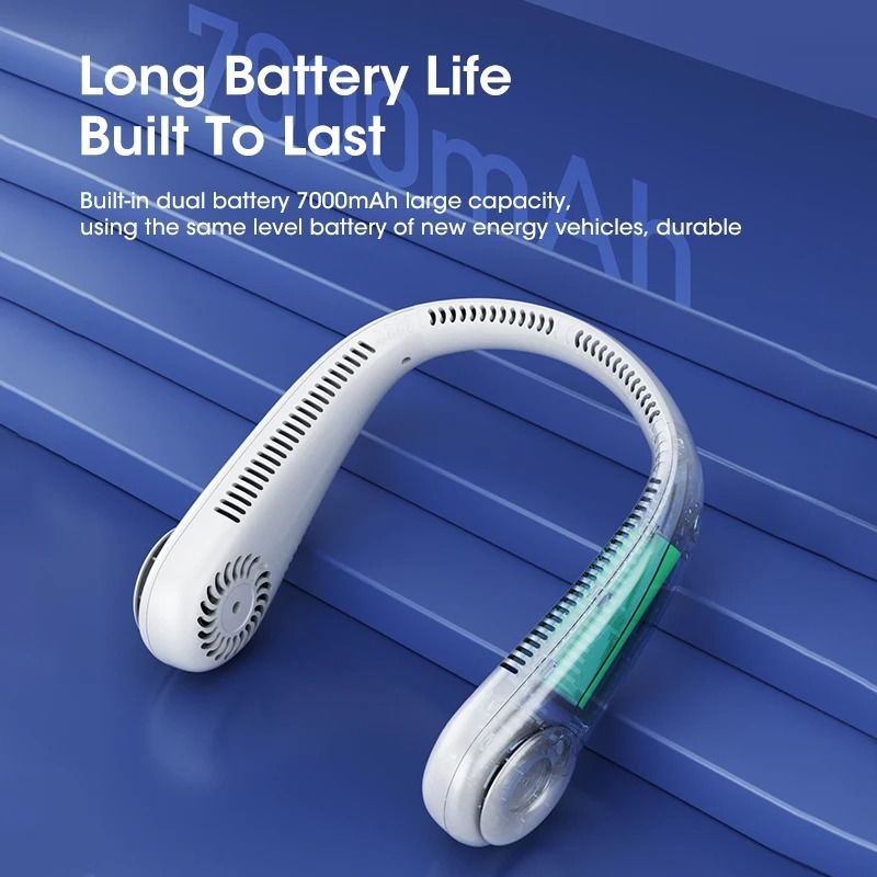 Hands Free Bladeless Neck Fan with Power Bank USB Rechargeable for Travel Sports and Office Use