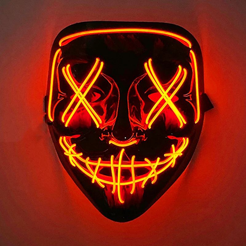Neon Glow LED Purge Mask – Wireless Light Up Halloween Cosplay Mask