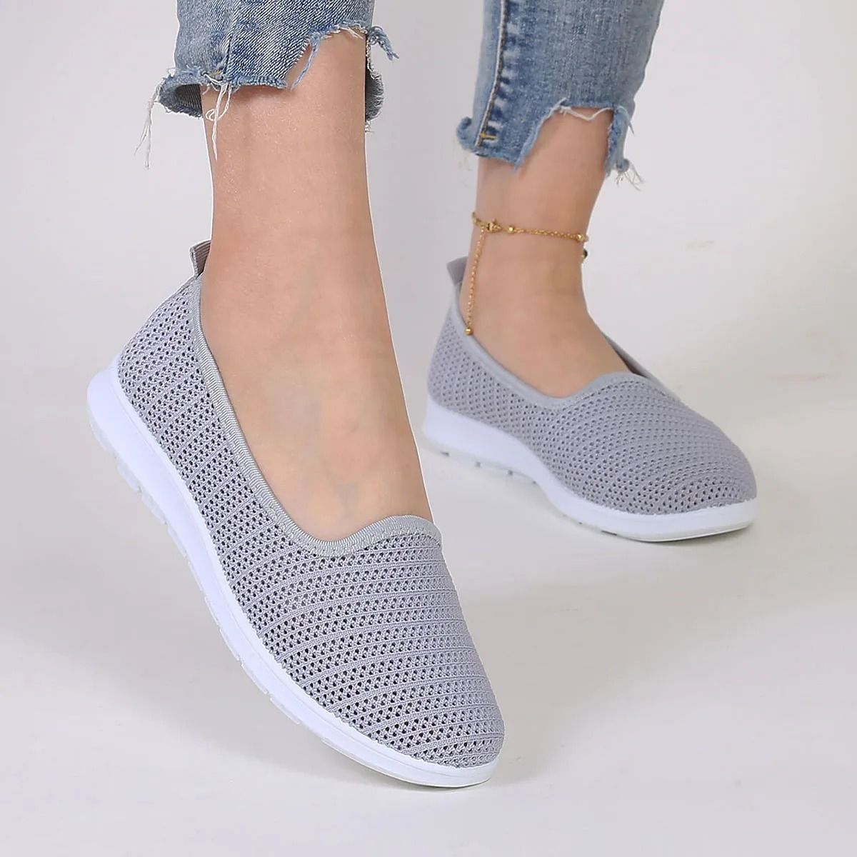 Women Summer Breathable Mesh Flat Sneakers Lightweight Casual Shoes