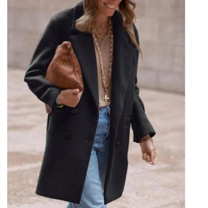 Double-Breasted Winter Wool Blend Coat