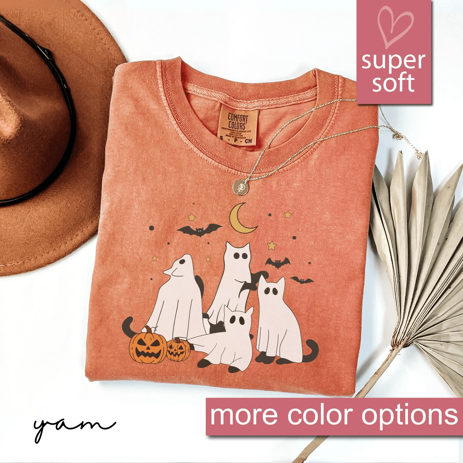 Black Cat Ghost Shirt | Cute Comfort Colors Halloween Tee