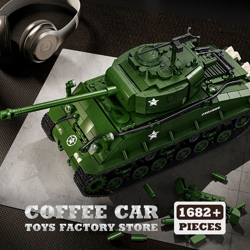 WWII US Army M4 Tank Building Blocks Set Military Model Puzzle Toy