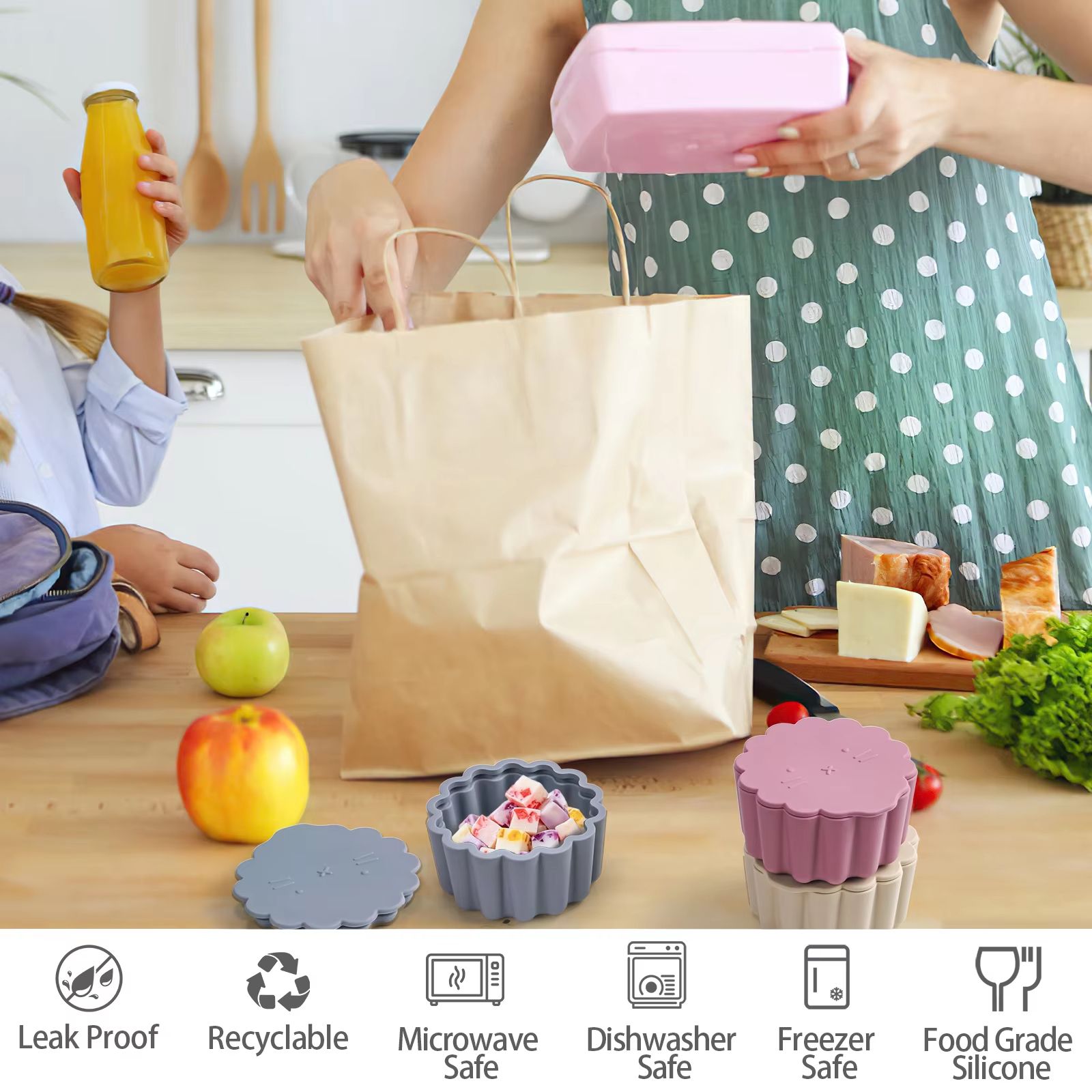 Baby Cartoon Silicone Snack Cup Portable Food Storage Box with Soft Lid BPA Free