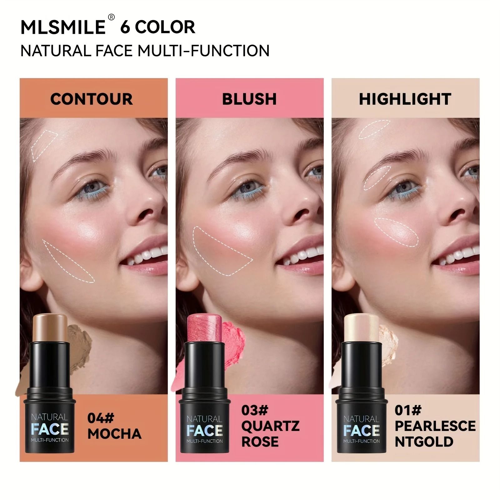 Multi-Function Cream Contour Stick | Highlighter, Bronzer & Blush Face Contouring Pen