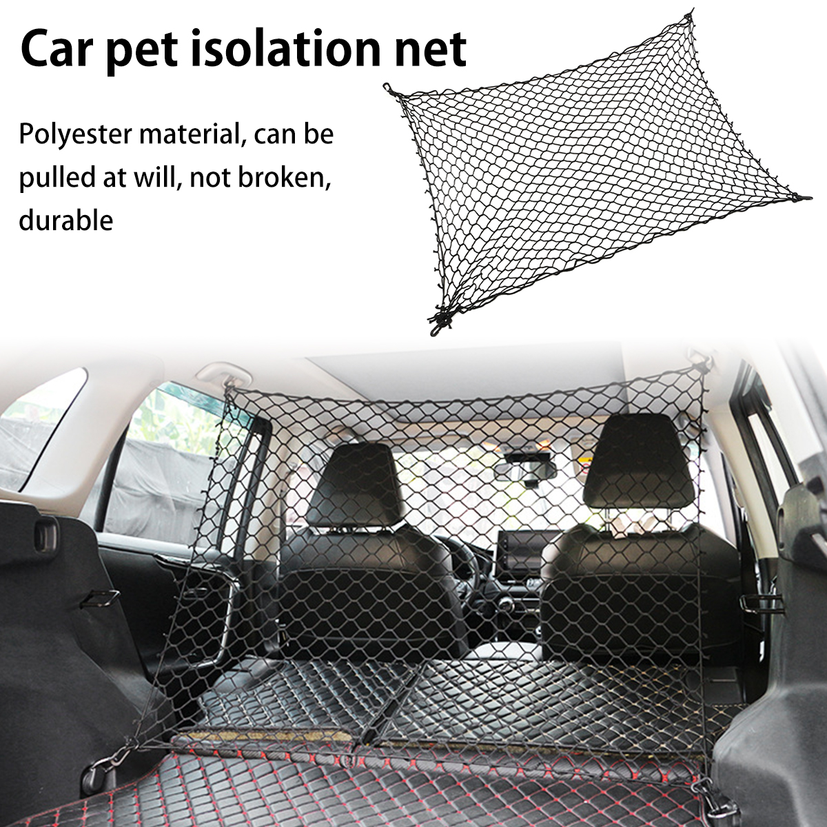 Durable Pet Car Barrier Net, Elastic Dog Safety Fence, Fold able Car Dog Barrier with Hooks, Universal Auto Dog