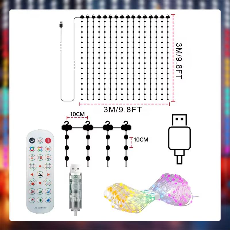 Smart LED Curtain Lights with App Control Music Sync Waterproof DIY Display Lights
