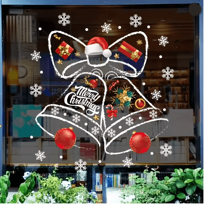 Christmas Holiday Window Decor Sticker Clock Design