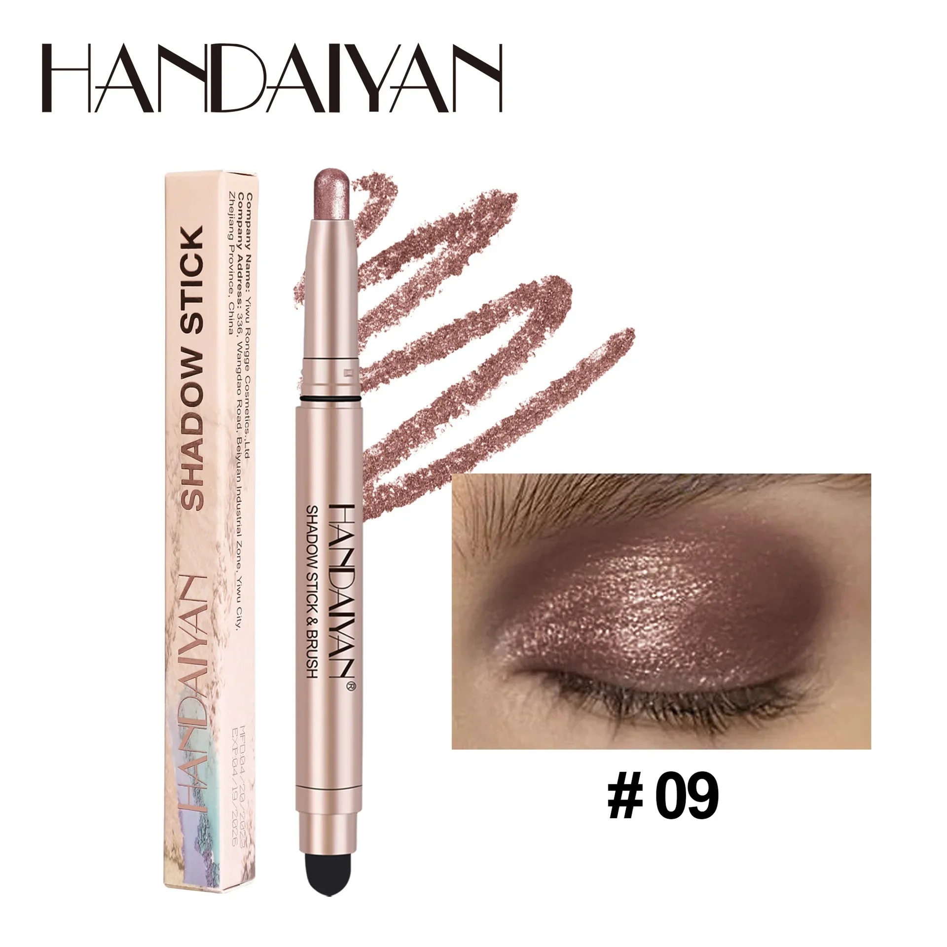 Waterproof Smoky Dark Black Eyeshadow Pencil Stick Matte Metallic Pearlescent Glitter Makeup Tool Highlighter Pen