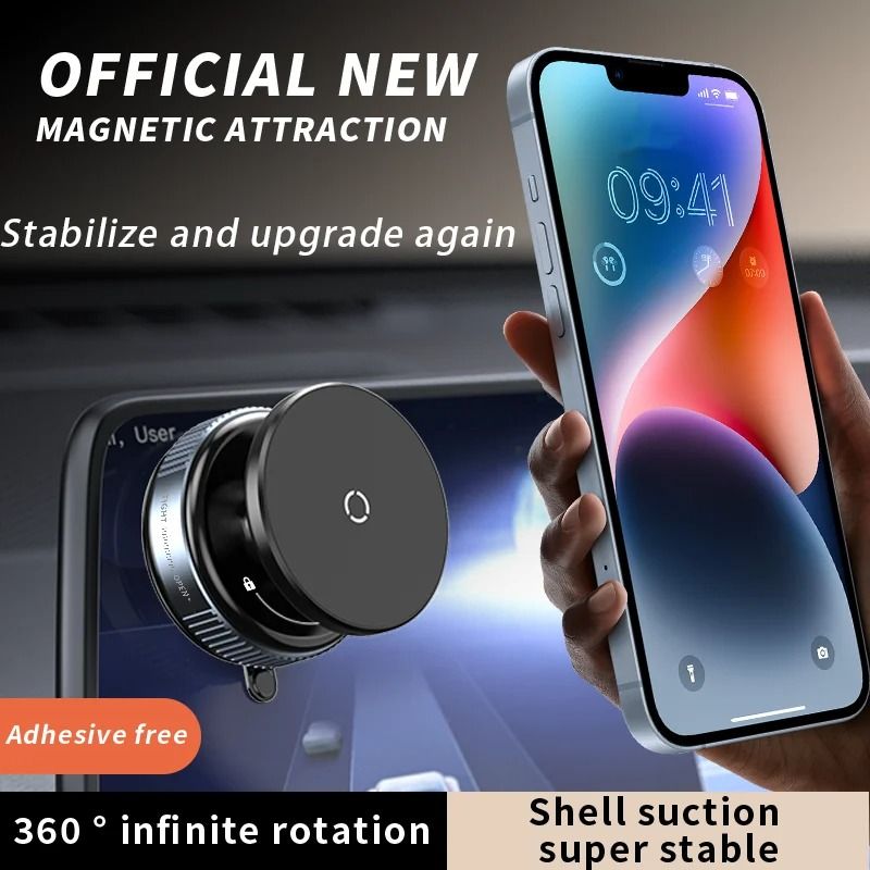 Mechanical Vacuum Magnetic Phone Mount – 360° Rotatable Suction Cup Stand – N52 Adsorption Gym & Car Bracket