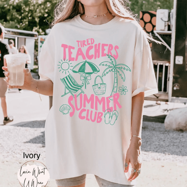 Funny Tired Teachers Club Shirt Comfort Colors Teacher Vacation Tee Gift