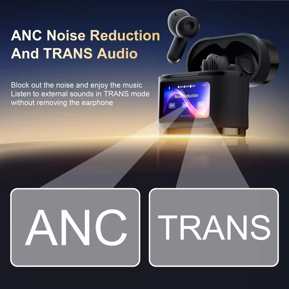 True Wireless Bluetooth Earphones with ANC Noise Cancelling and Digital Display