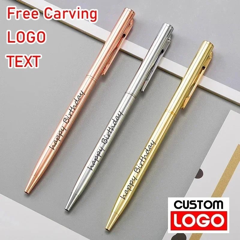 Premium Rose Gold Metal Ballpoint Pens – Custom Engraved Logo & Executive Gift Set for Business