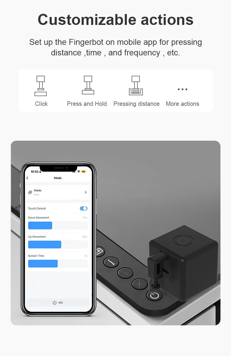 Smart Fingerbot Button Pusher Robot with Bluetooth and Zigbee Options