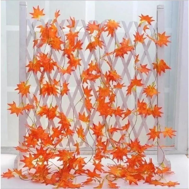 Artificial Red Maple Leaf Vine Garland Decor