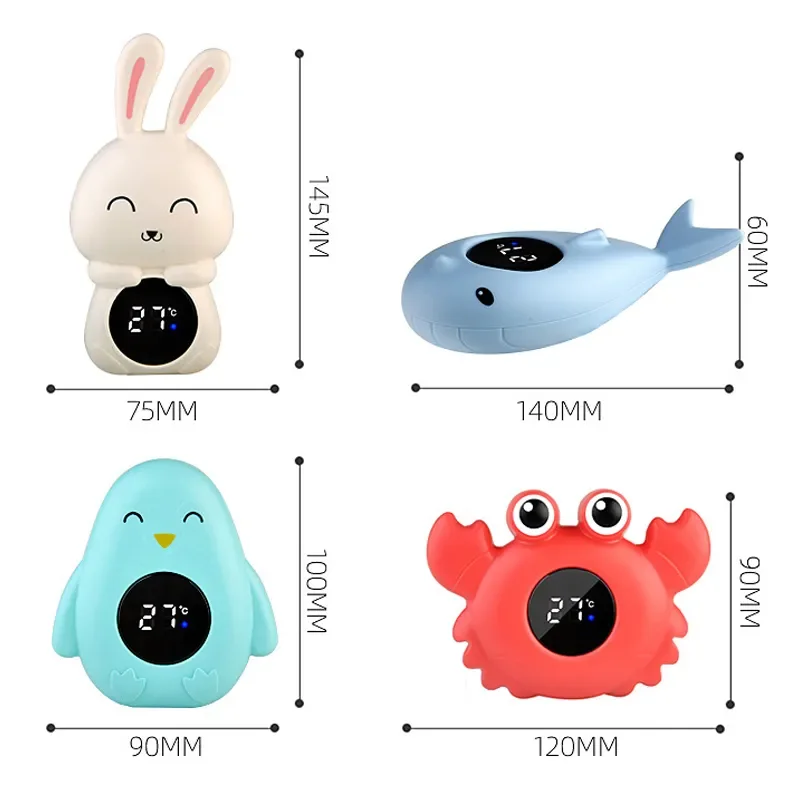 Digital Baby Bathtub Thermometer, Floating Water Temperature Measuring Instrument with LED Display, Safety Test Cartoon